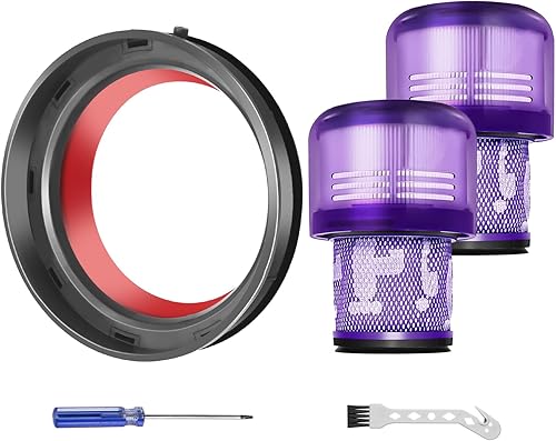 ilovelife Parte superior del compartimiento de polvo y 2 filtros de repuesto para aspiradora Dyson V11 V15, anillo de sellado fijo de repuesto V11