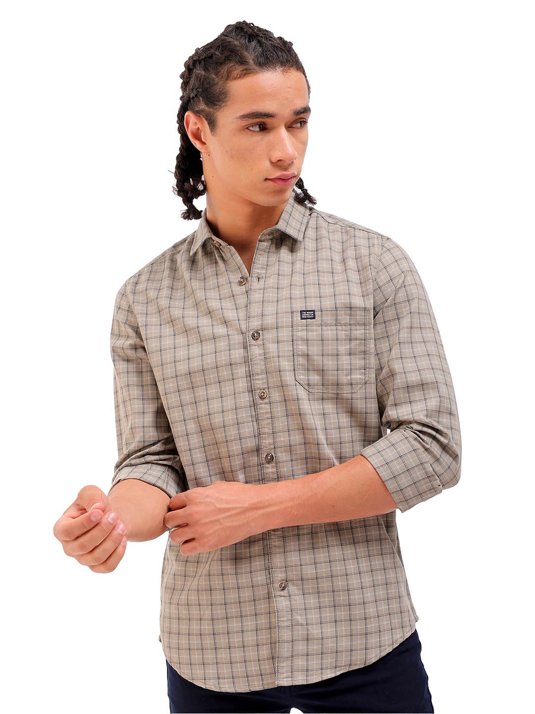 the indian garage co Men Regular Fit Checkered Full Sleeves Spread Collar Casual Shirt-picture-24