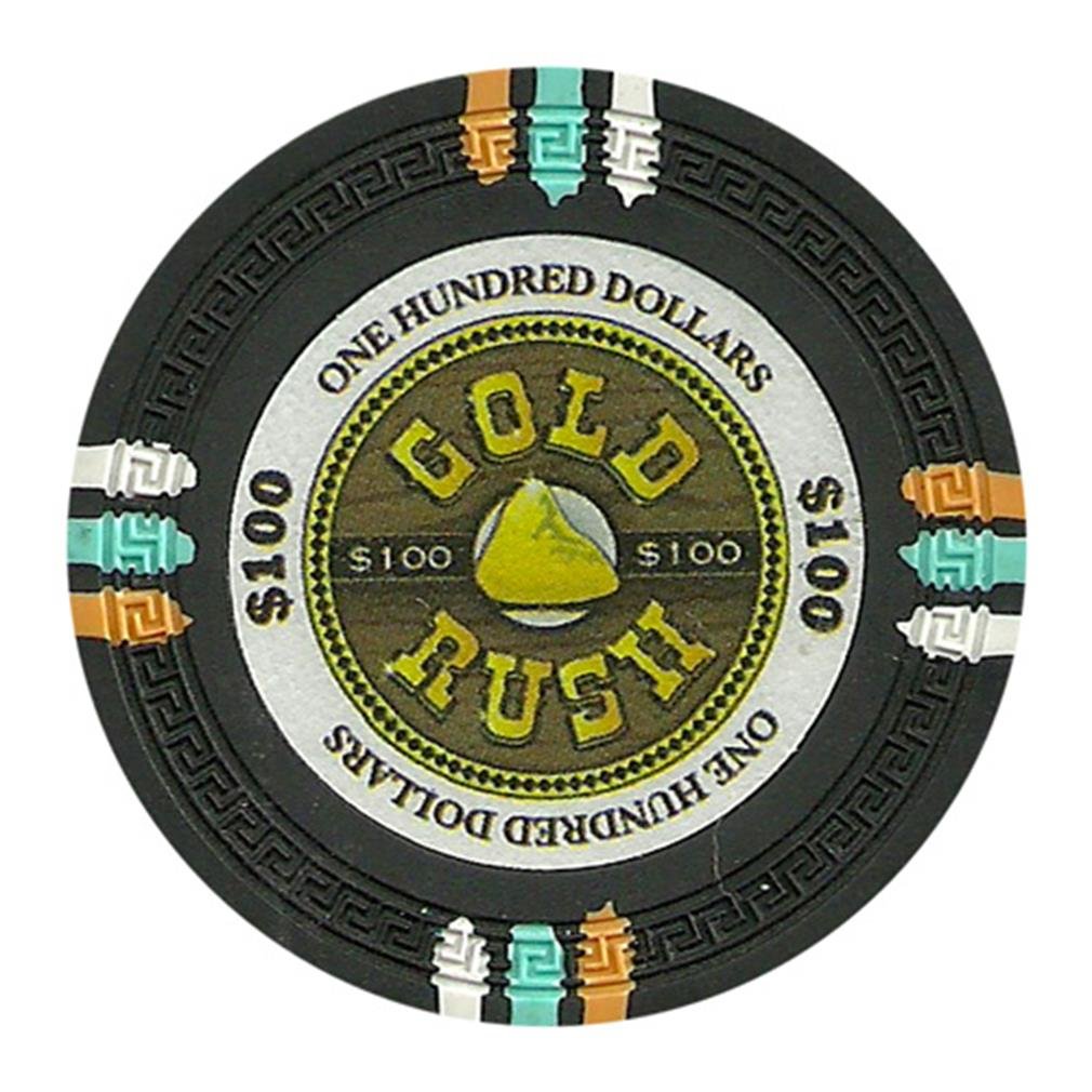 $100 Clay Composite 13.5 Gram Gold Rush Poker Chips - Sleeve of 25