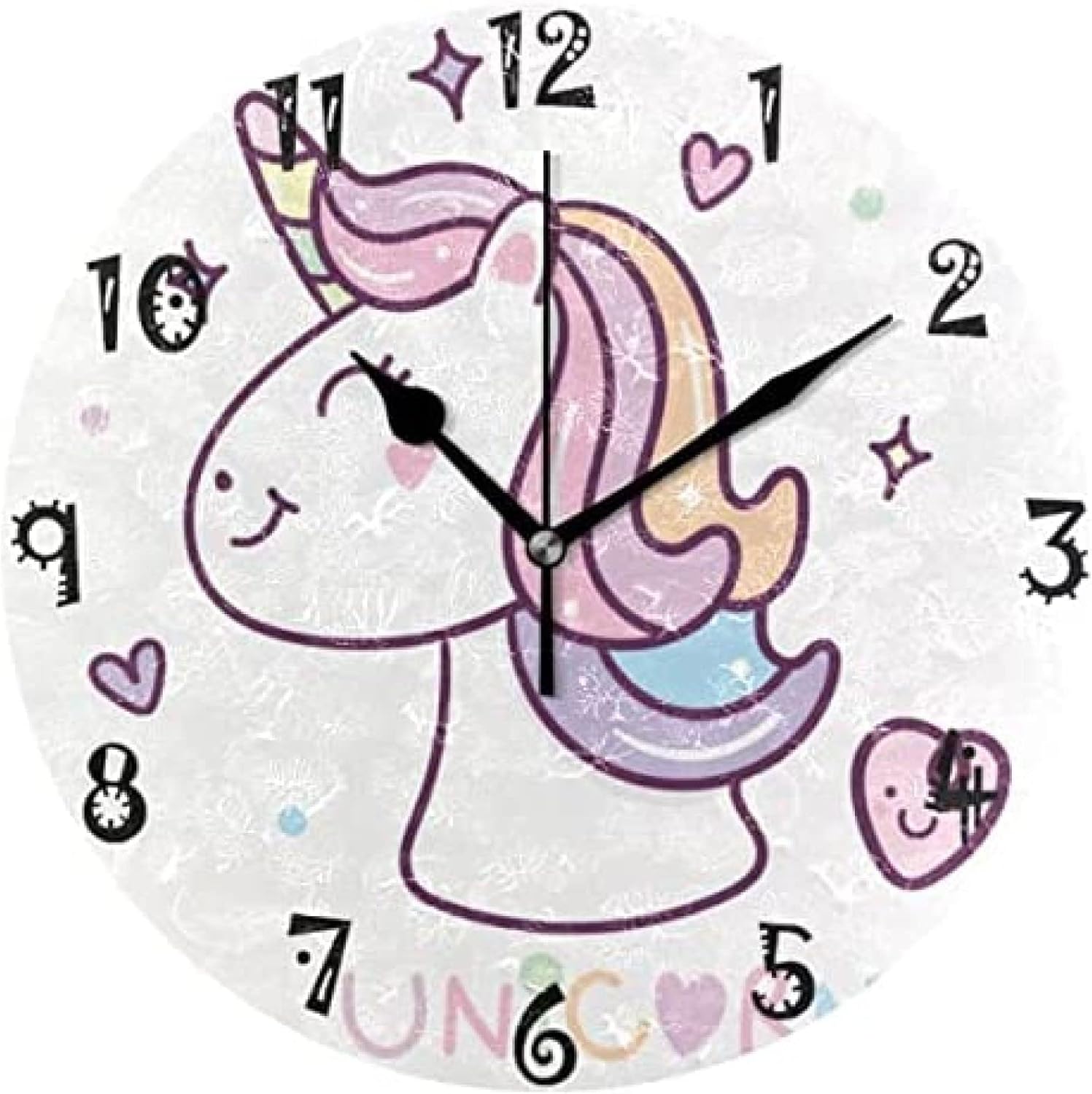 Lovely Animal Cute Circular Wall Clock Round Plate Silent Non Ticking