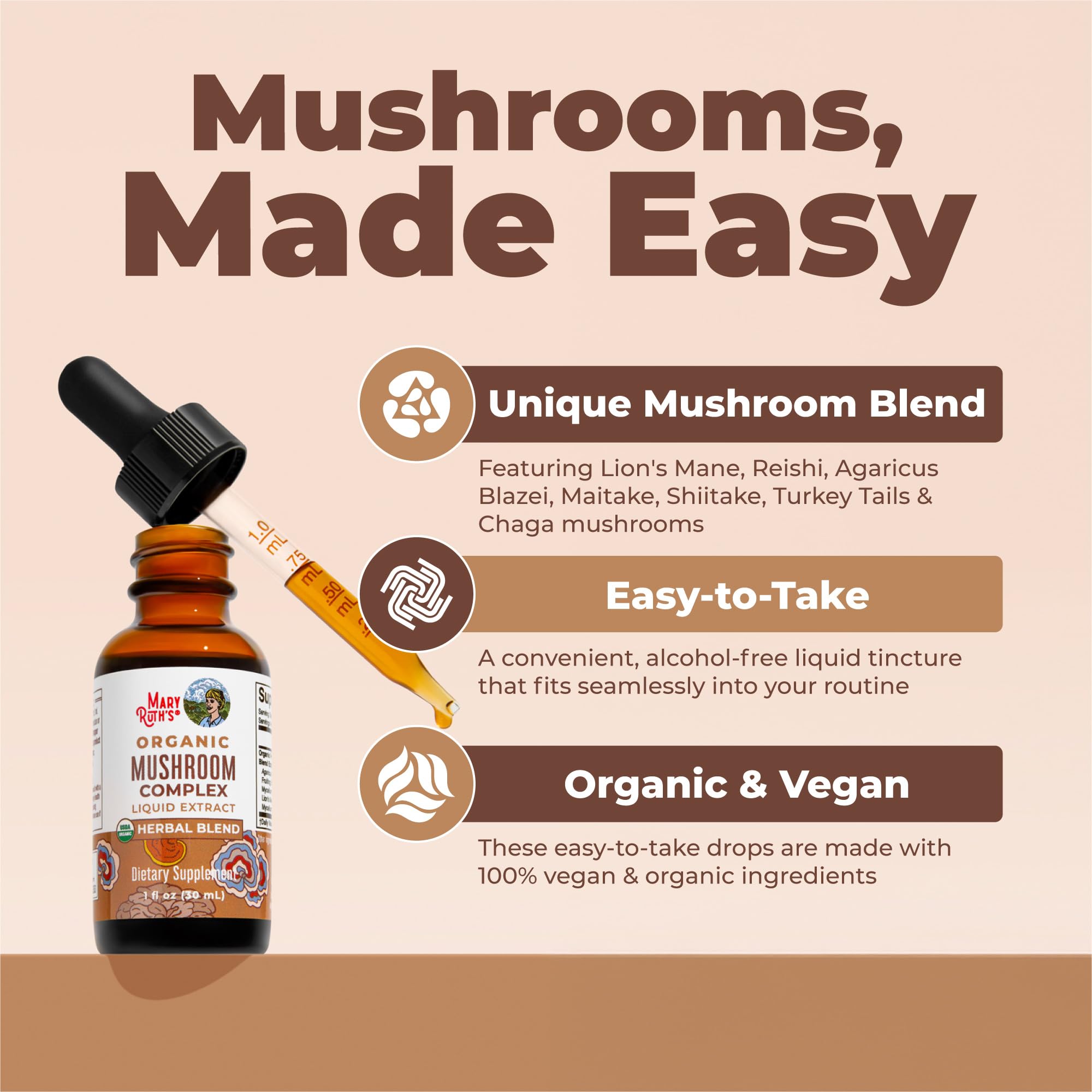 MARYRUTH'S Organic Mushroom Complex, Lion's Mane, Turkey Tail, 30 Servings — Amazon image 4