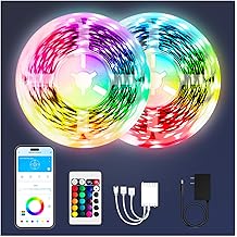 dalattin Bluetooth Led Lights for Bedroom 100ft,Smart Led Strip Lights with App Control Remote Control, RGB LED Light Strips,Music Sync Color Changing Room Decoration Party, (2 Rolls of 50ft)
