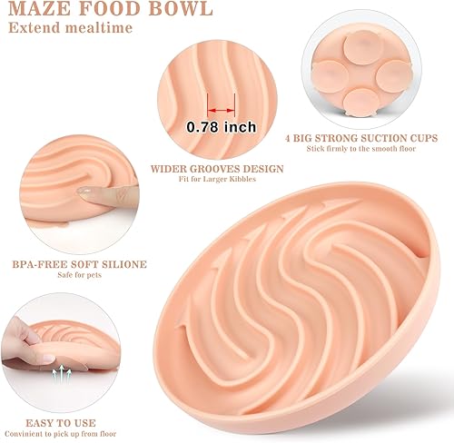 Miniatura 3 de Moogrou Tazón de silicona para perros de alimentación lenta ralentiza la alimentación para cachorros, perros pequeños, medianos y grandes, cuencos