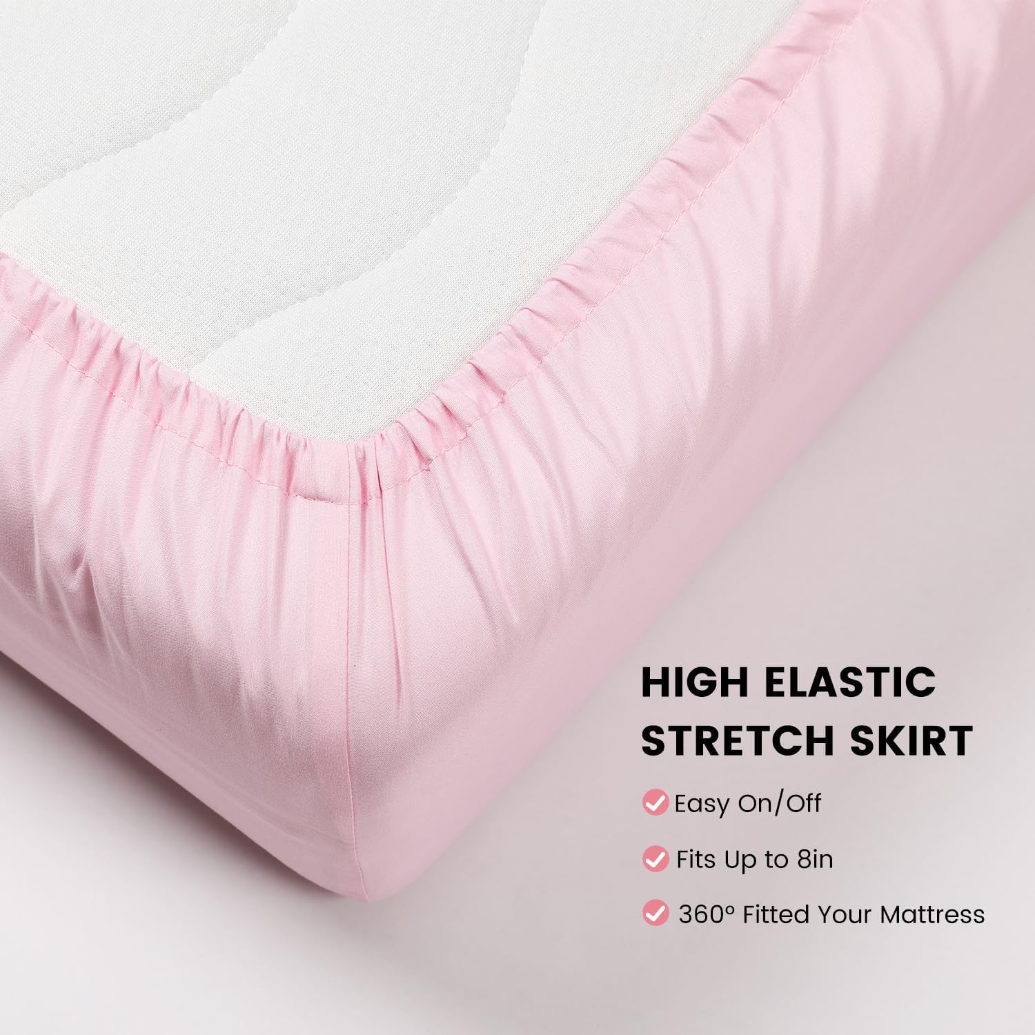 Baby Crib Sheets Girl, Toddler Bed Sheets Fitted for 52x28 Inch Standard Crib Mattress for Baby Girls, Set of 2 Super Soft Breathable Microfiber (Strawberry+Pink, 52x28 Inch (Pack of 2)) - Image 5