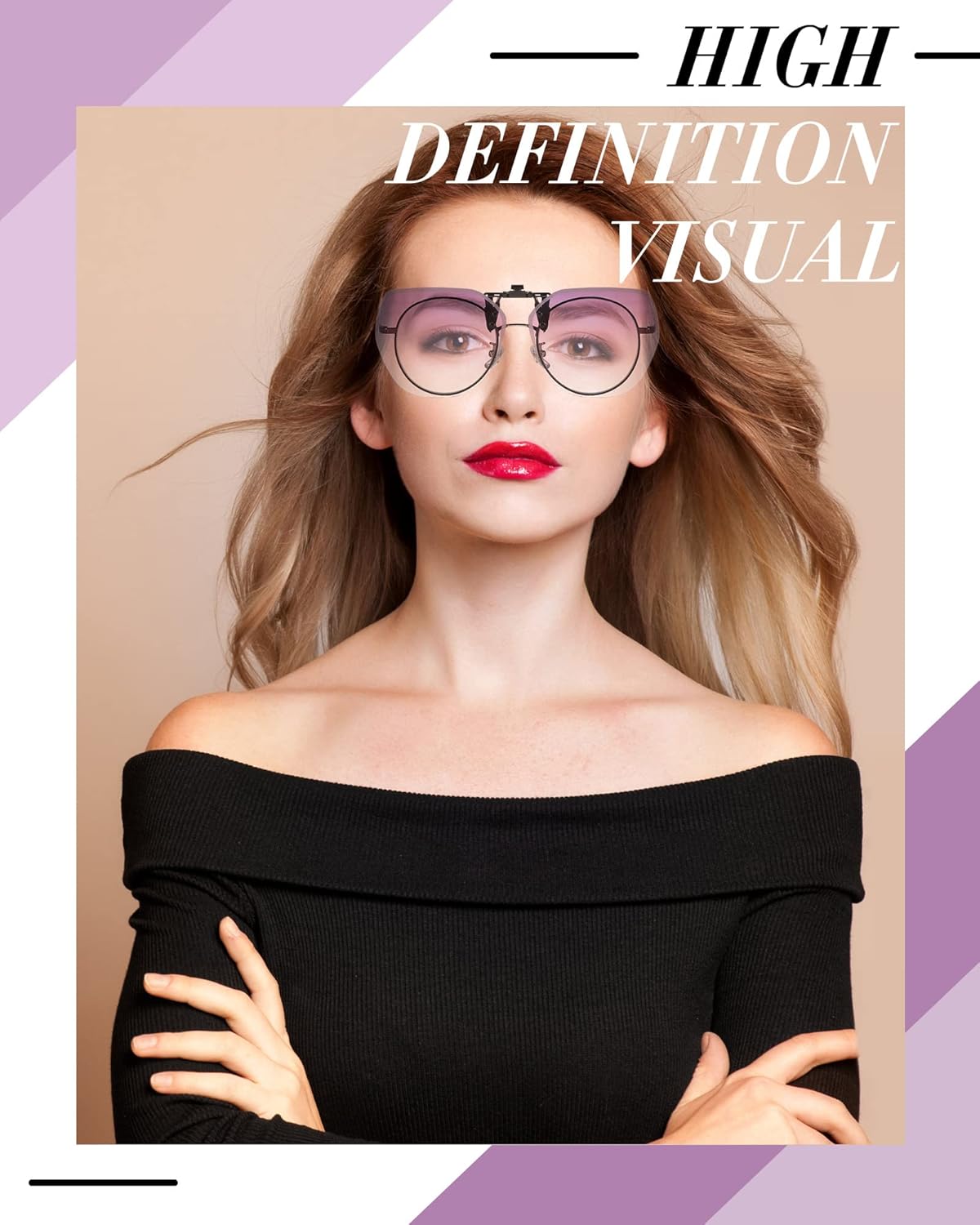 Weewooday 6 Pairs Polarized Clip on Sunglasses for Women Men UV Protection Polygon Clip on Sunglasses Colorful Flip up Driving Glasses for Outdoors Indoor Eyeglasses, 6 Colors - Image 6