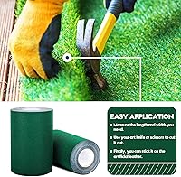 Vista 6 de Cinta de costura de césped artificial de una sola cara de 6 pulgadas de ancho x 192 pulgadas de largo, cinta de césped autoadhesiva para conectar