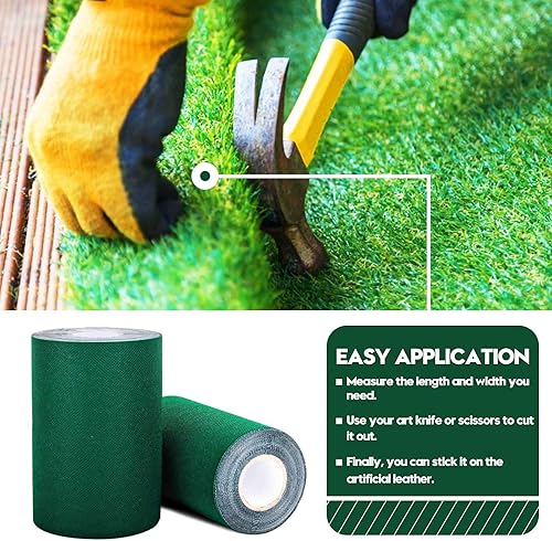Miniatura 6 de Cinta de costura de césped artificial de una sola cara de 6 pulgadas de ancho x 192 pulgadas de largo, cinta de césped autoadhesiva para conectar