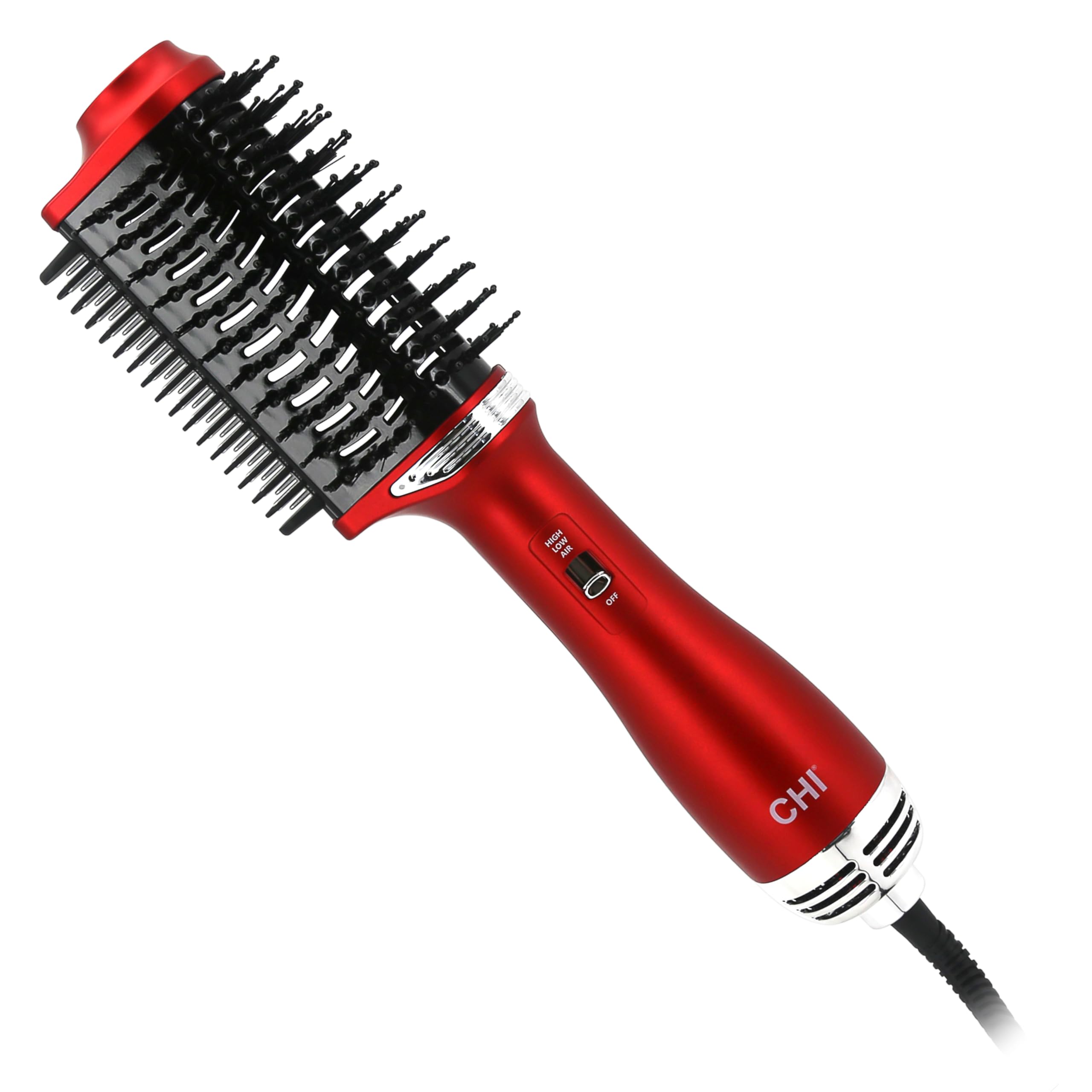 CHI Volume Styler Blowout Brush for Amplified Volume Heated Comb to Smoothen Straighten Hair 2-in-1 Hair Tool Red