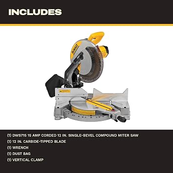 DEWALT 12-Inch Miter Saw, 15-Amp, Single Bevel, Compound (DWS715)