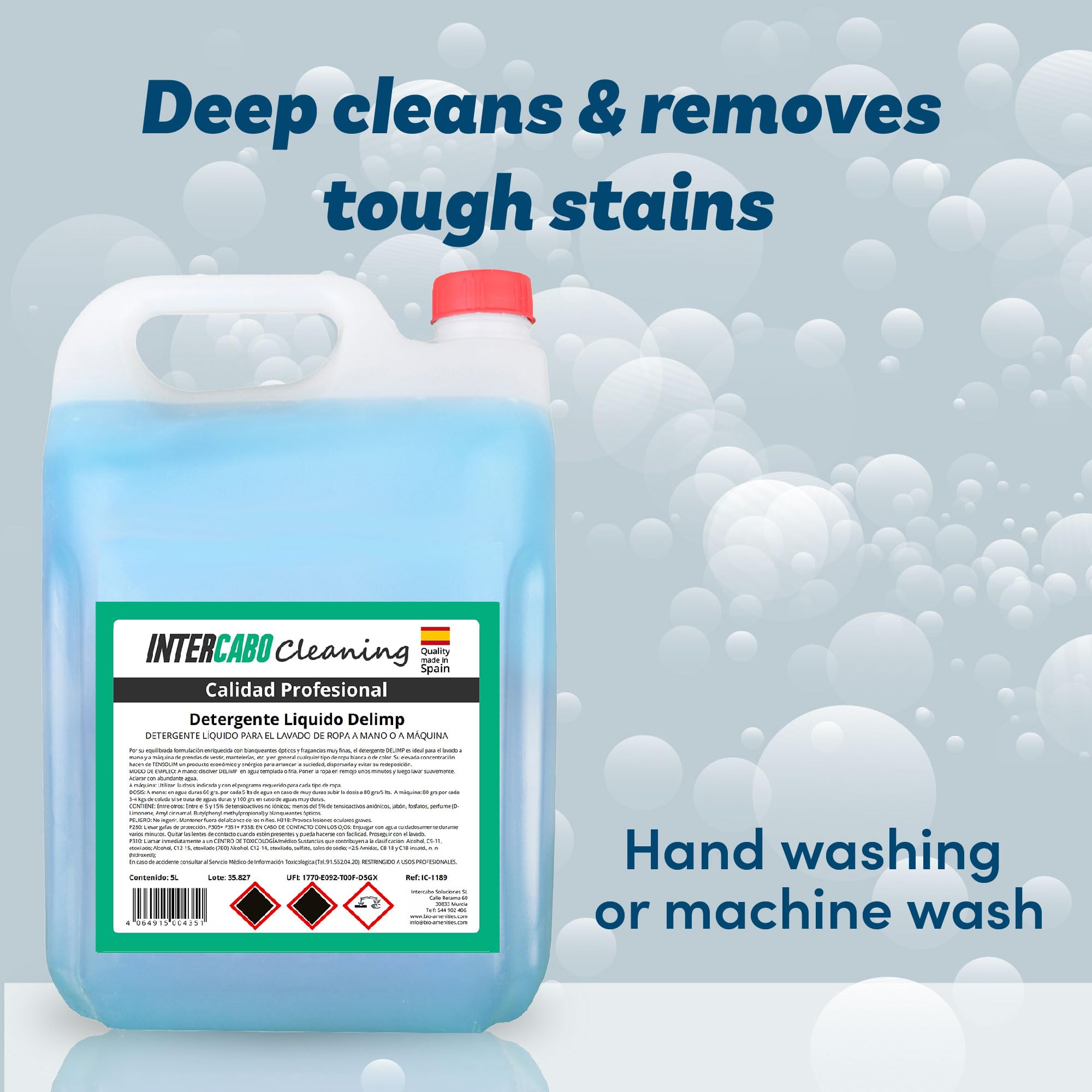Pack de 4 Detergentes Liquidos Lavadora Universal Calidad Profesional - 90 Lavados - Garrafas Detergente Liquido 5L - Detergente para lavarropa - Detergente Profesional - 5L Jabon para ropa