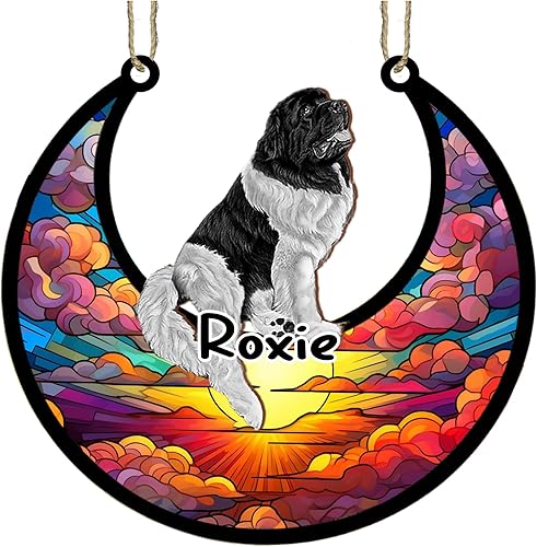 Vista 392 de LOVELYPOD Adorno de Navidad personalizado de perro pastor alemán, atrapasoles conmemorativo, adorno de Navidad de pastor alemán con nombre, pérdida