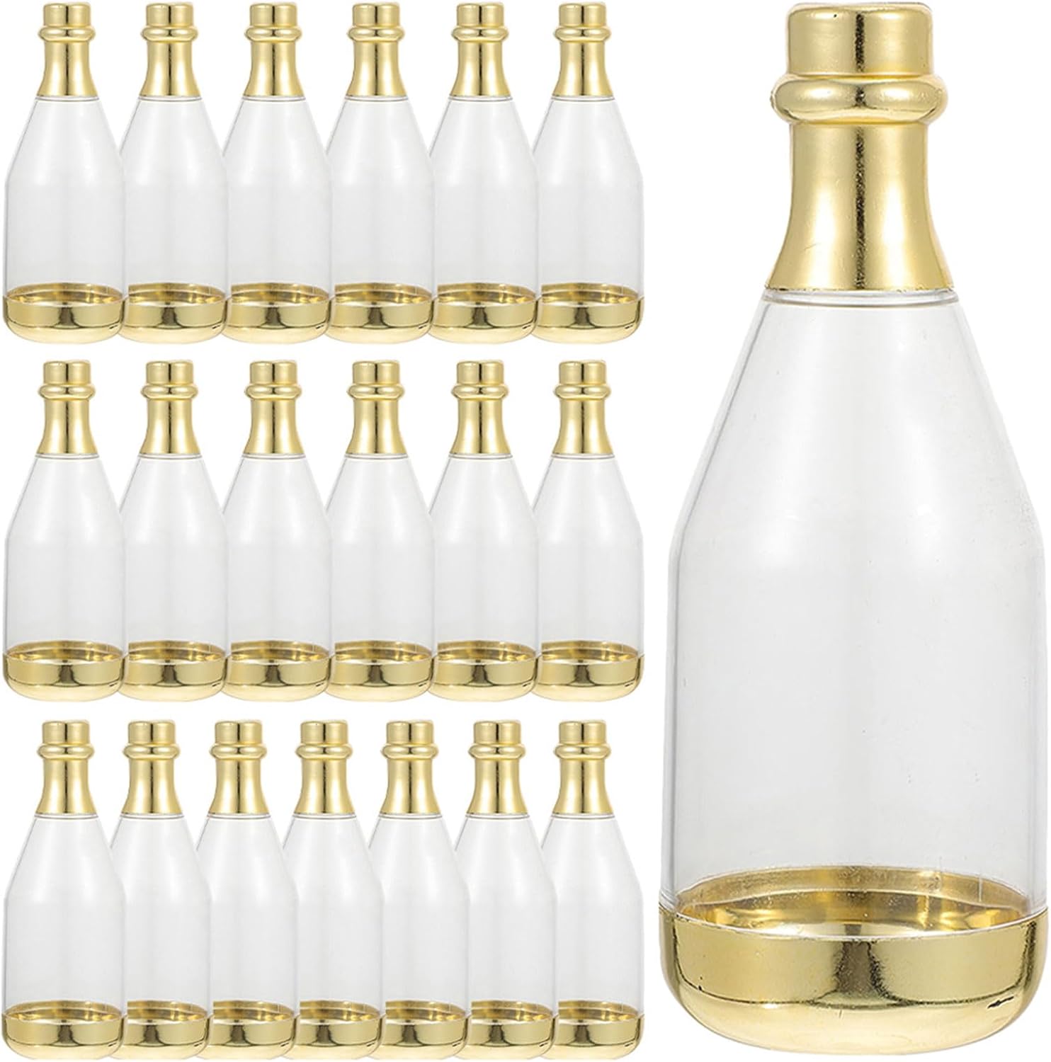 LUOZZY 25pcs Mini Champagne Bottle Candy Containers Plastic Favor Jars for Wedding Bridal Baby Shower Birthday Party Decorations