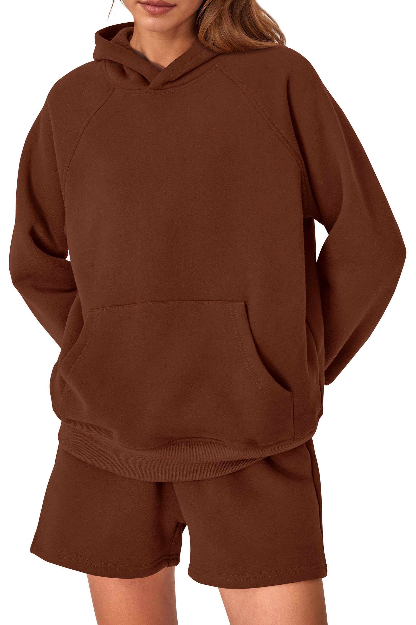 PRETTYGARDEN Women's 2023 Fall 2 Piece Outfits Sweatsuits Hoodie Sweatshirt And Lounge Shorts Tracksuit Sets