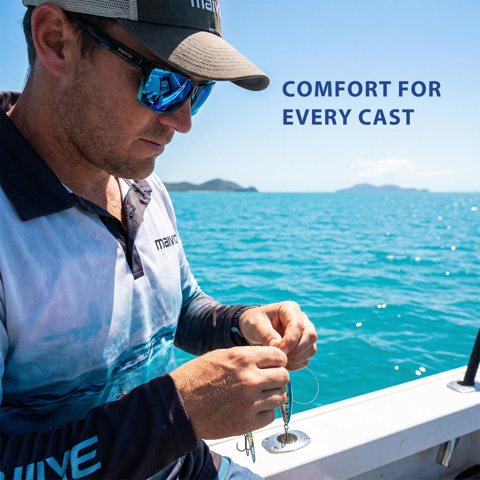 maivnz Occhiali da sole galleggianti polarizzati da pesca per uomo e donna, inaffondabili, UV400, occhiali sportivi per kayak, canottaggio e surf, Montatura Casual Gradiente Lenti Revo Blu