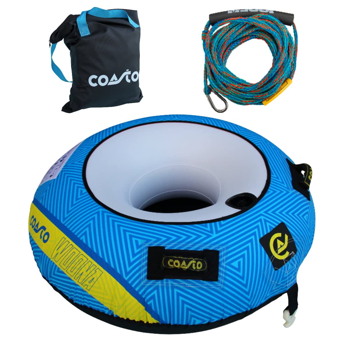Brunelli COASTO WOONA 1 Personen Towable Tube Reifen Schleppring inkl. Funtube Leine Rope