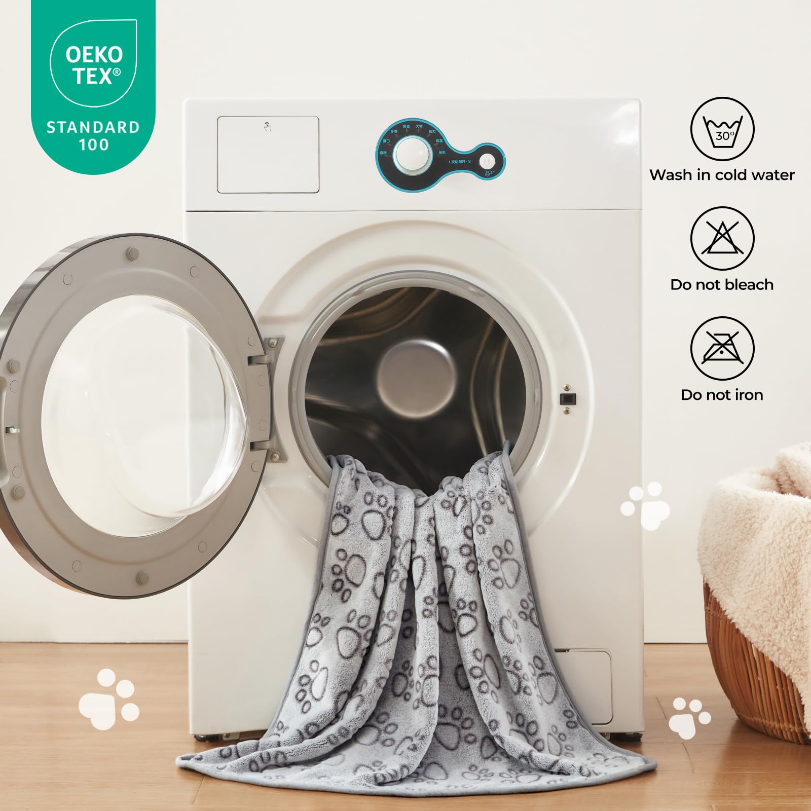 luciphia 3 Pezzi Coperta per Cane/Gatto Lavabile Soffice Durevole, Morbida e Calda Flanella,Amore Zampa,Large (104 * 76cm)