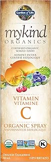 Garden of Life Mykind Organics Vitamin C Organic Spray, Orange-Tangerine, 58ml. A burst of Vitamin C from Whole Food that is certified organic and Non-GMO verified.Organic Amla berry is one of the richest food sources of vitamin C with naturally occurring Bioflavonoids and supporting co-nutrients for vitamin C absorption.
