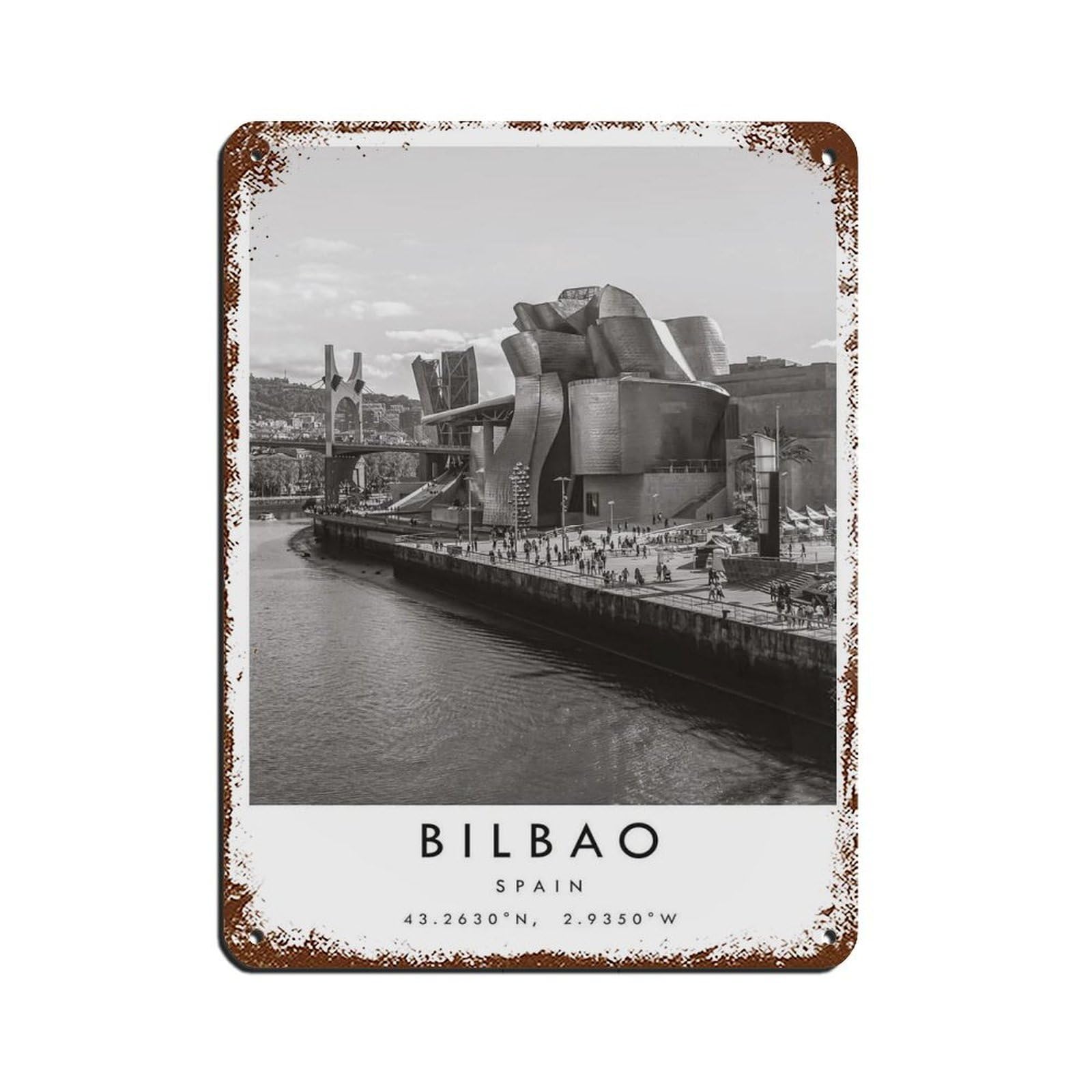 Bilbao Travel, Bilbao Poster Retro Poster Metal Tin Sign Chic Art Retro Iron Painting Bar People Cave Cafe Family Garage Poster Wall Decoration 12x16inch(30x40cm)