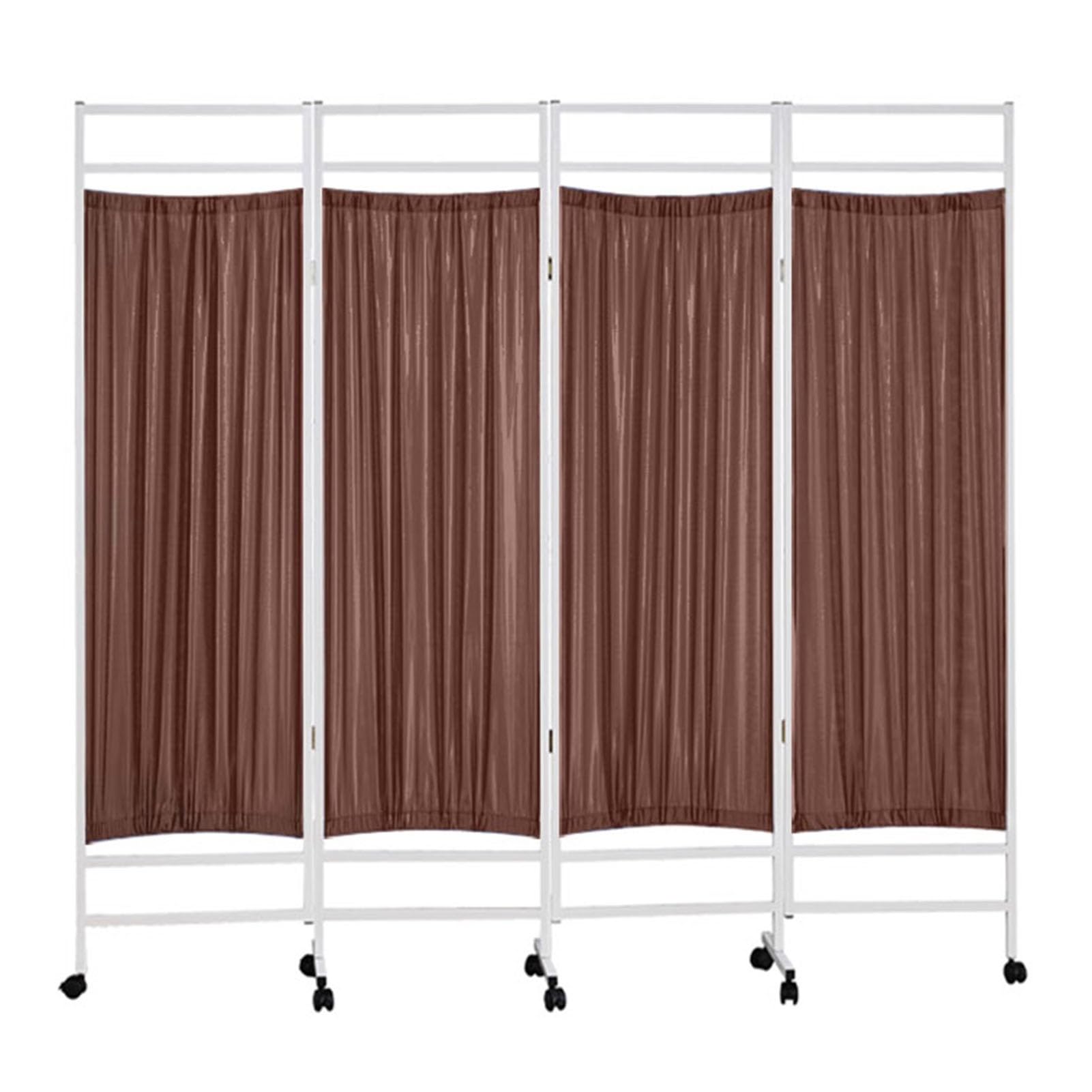 Cloison de séparation pliable de 1,8 m de haut avec roulettes, idéal pour l'intimité intérieure, les bureaux et les hôpitaux, séparateur d'espace polyvalent de couleur marron
