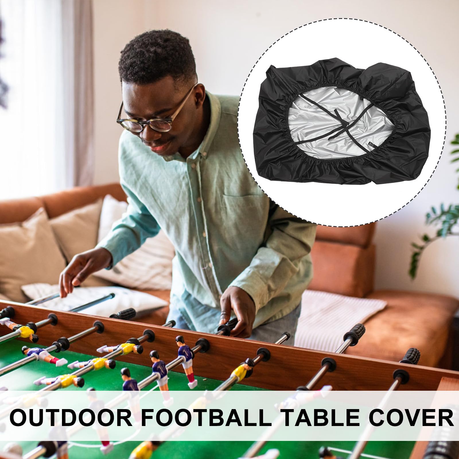 BESTYASH Copertura Protettiva Riutilizzabile per Biliardino Oxford 210D 160X115X50 CM Chiusura Regolabile Uso Esterno Antipolvere Ventilata per Calcio Balilla