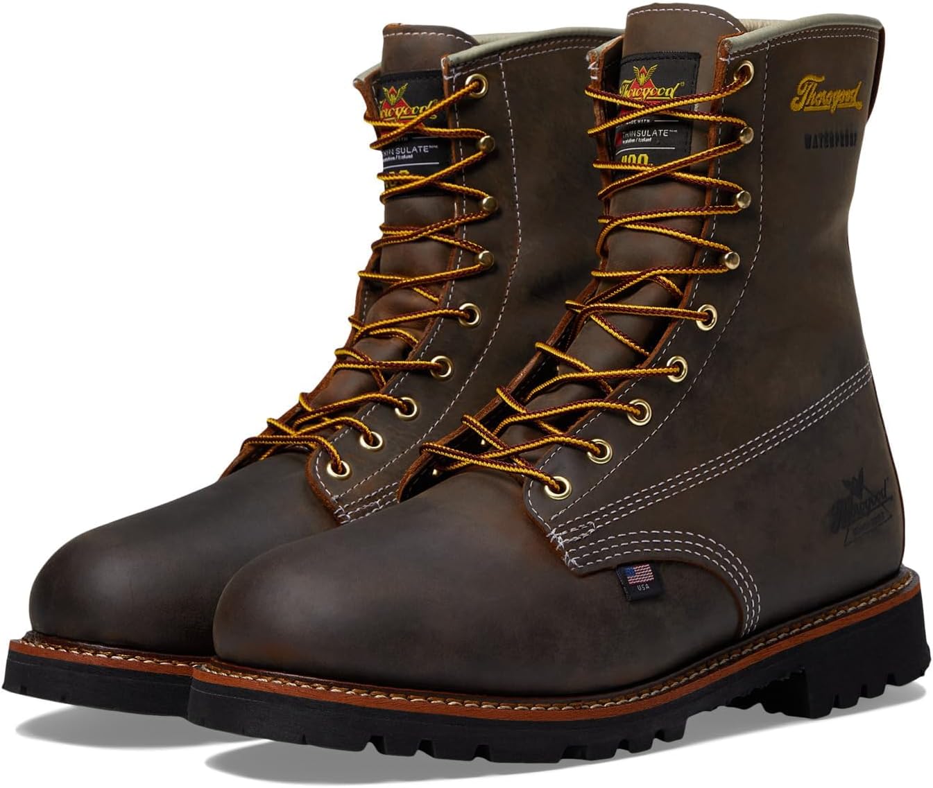 Thorogood American Legacy 8” Insulated Waterproof Work Boots for Men with 400g Thinsulate Insulation & Oil- and Slip-Resistant Rubber Outsole