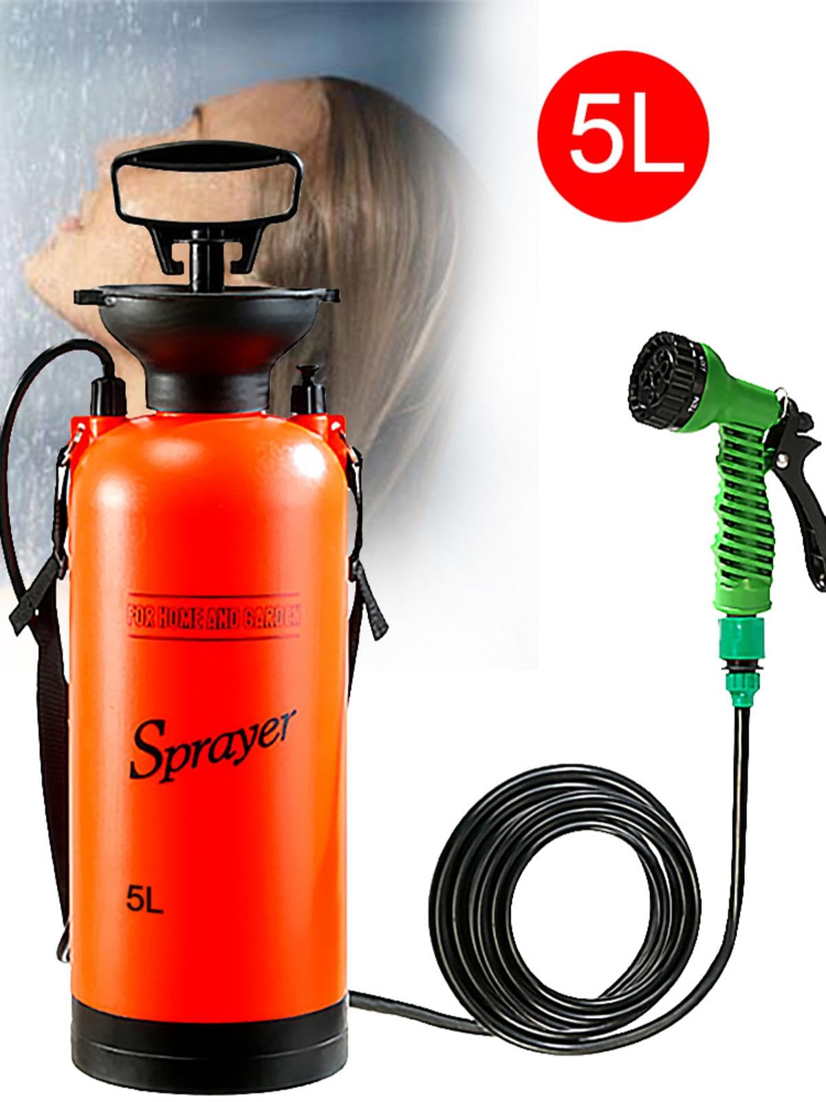 Tragbare Campingdusche | Outdoor Camping Shower | 5 L Tragbare Druckdusche | 7 Arten Von Wassersprühmodi, Campingdusche Mit Pumpe Ohne Strom, Für Camping, Garten, Reisen, Hunde, Wandern