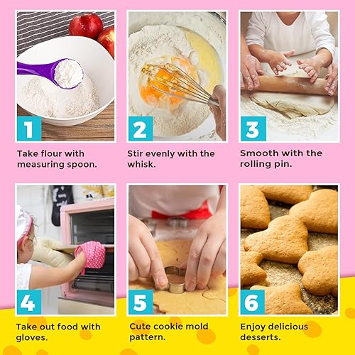 Miniatura 13 de Toyze Regalos de cumpleaños para niñas de 3 a 8 años, delantal lindo para niñas, juegos de cocina, juguetes para niños, sombrero de chef y delantal