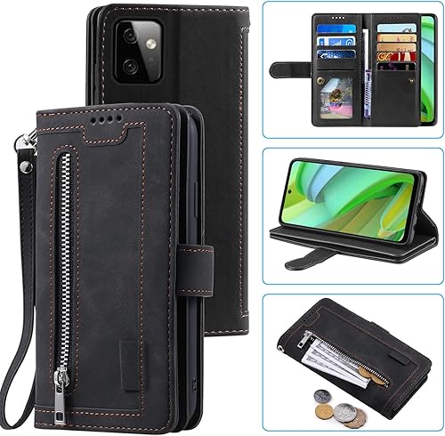 Miniatura 1 de Furiet Funda tipo cartera para Motorola Moto G Power 5G 2023, estilo retro, mate, 9 ranuras para tarjetas, funda de bolsillo con cremallera, cierre