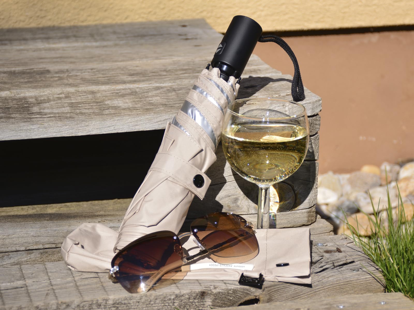 iX-brella Mini ombrello parasole con apertura e chiusura automatica, con protezione UV e calore