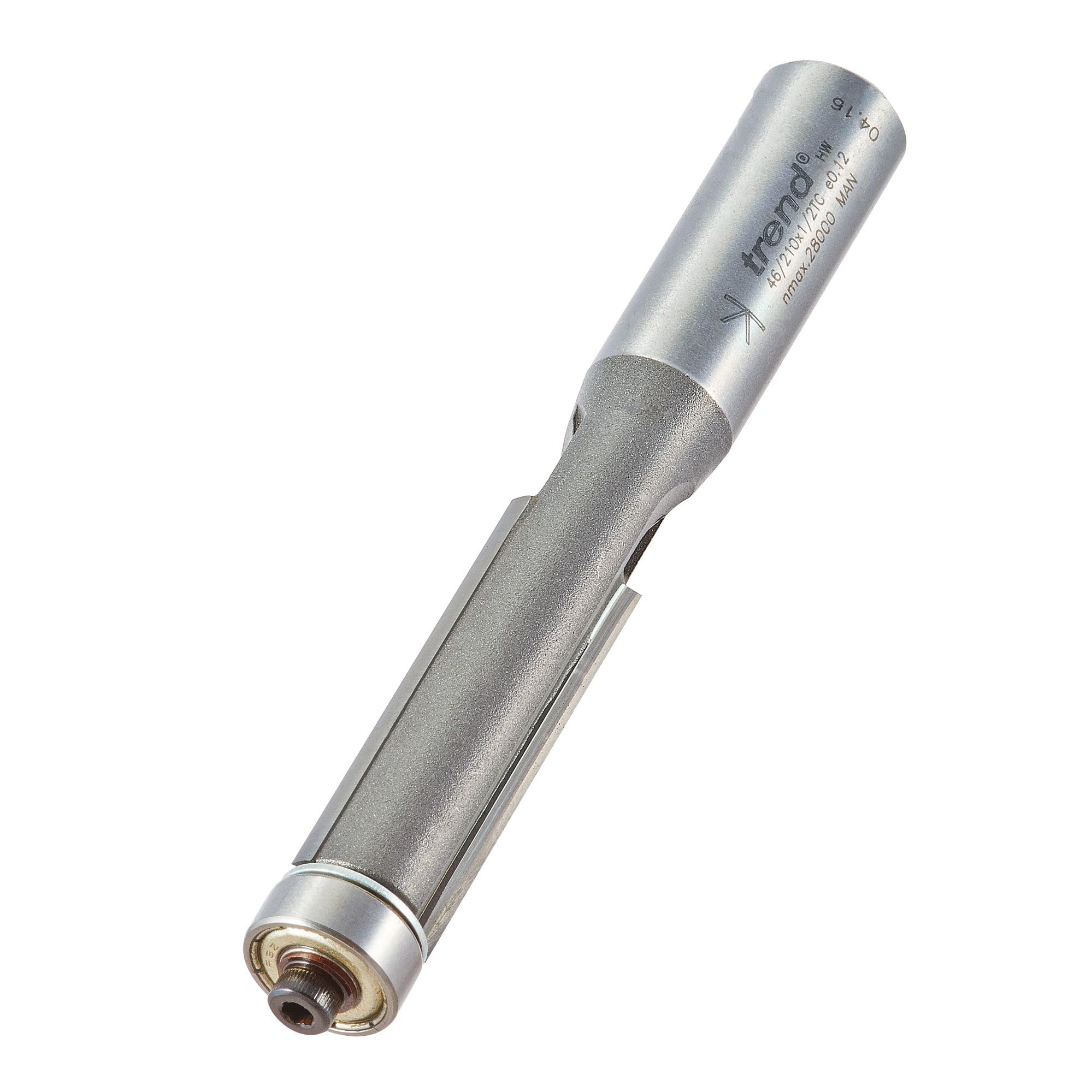 Trend Professional Guided 90-Degree Trimmer, 1/2 Inch Shank, 12.7mm Cut Diameter, 38.1mm Cut Length, Tungsten Carbide Tipped, 46/210X1/2TC