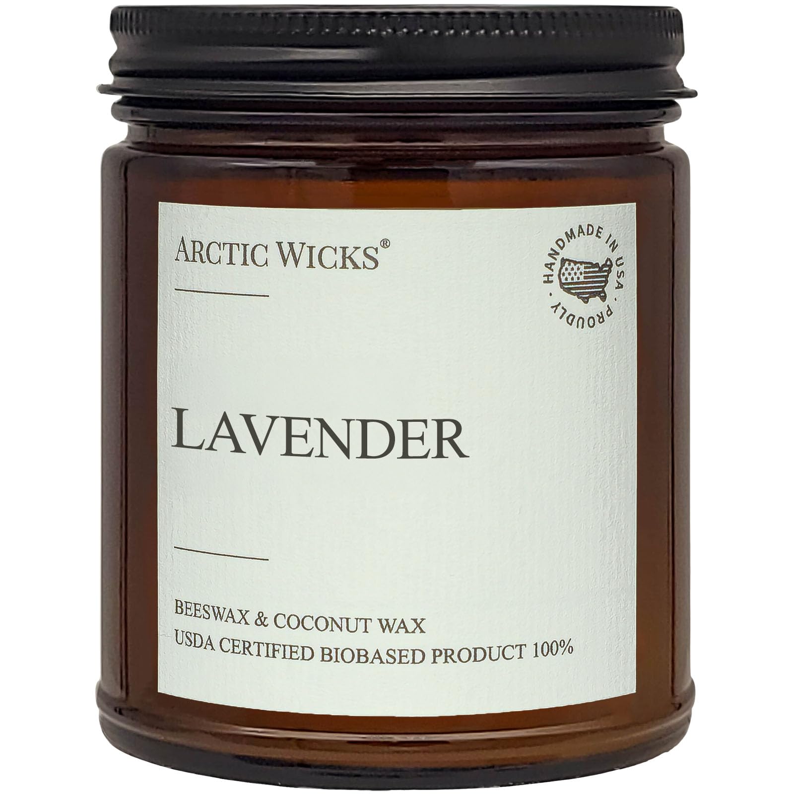 Arctic Wicks Velas perfumadas de cera de abeja de coco | Vela de cera de abeja de coco no tóxica de 9 onzas ámbar | Velas de granja no tóxicas de combustión limpia, 100% certificado USDA a base de