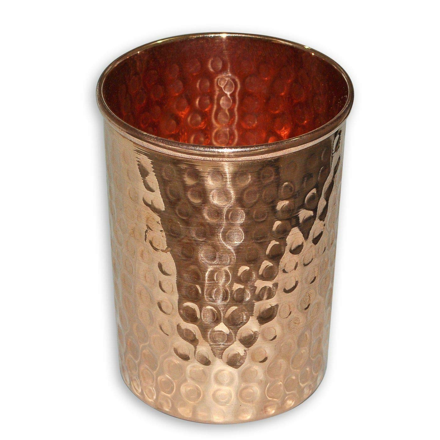 Jarra martillada de cobre puro de con tapa para beneficios de salud con 6 vasos de agua 1.5 L