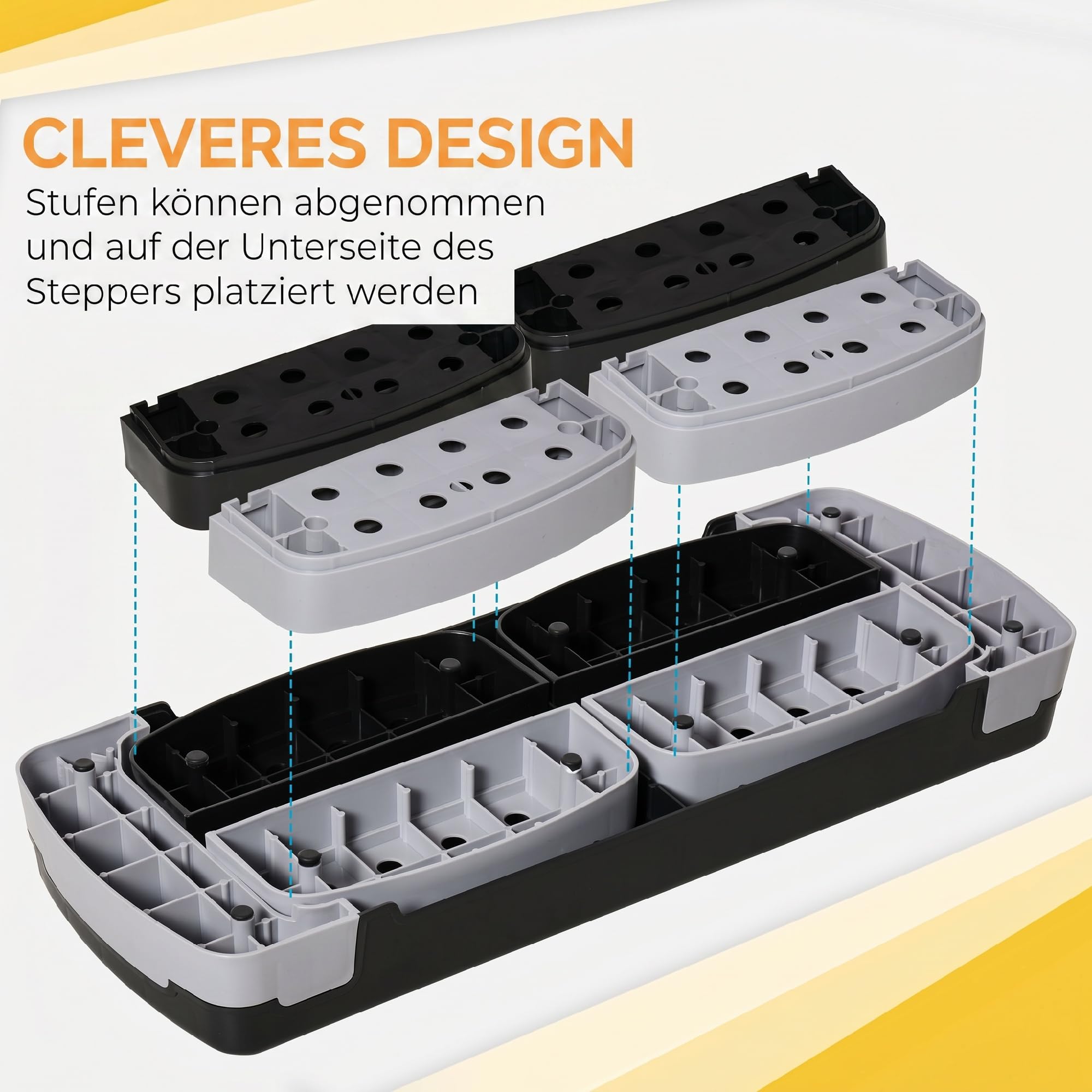 HOMCOM Steppbrett höhenverstellbar Fitness Stepper mit Antirutschbelag 3 Stufen (10/15/20 cm) Rutschfest Stepbench für Zuhause Fitnessstudio Büro Kunststoff