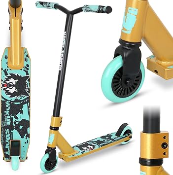 Pro Scooter - Trick Scooters | Entry Level Stunt Scooter for Kids Ages 6-12 Years and Up, Lightweight Complete BMX Freestyle Scooter for Beginners 2022 Black Gold