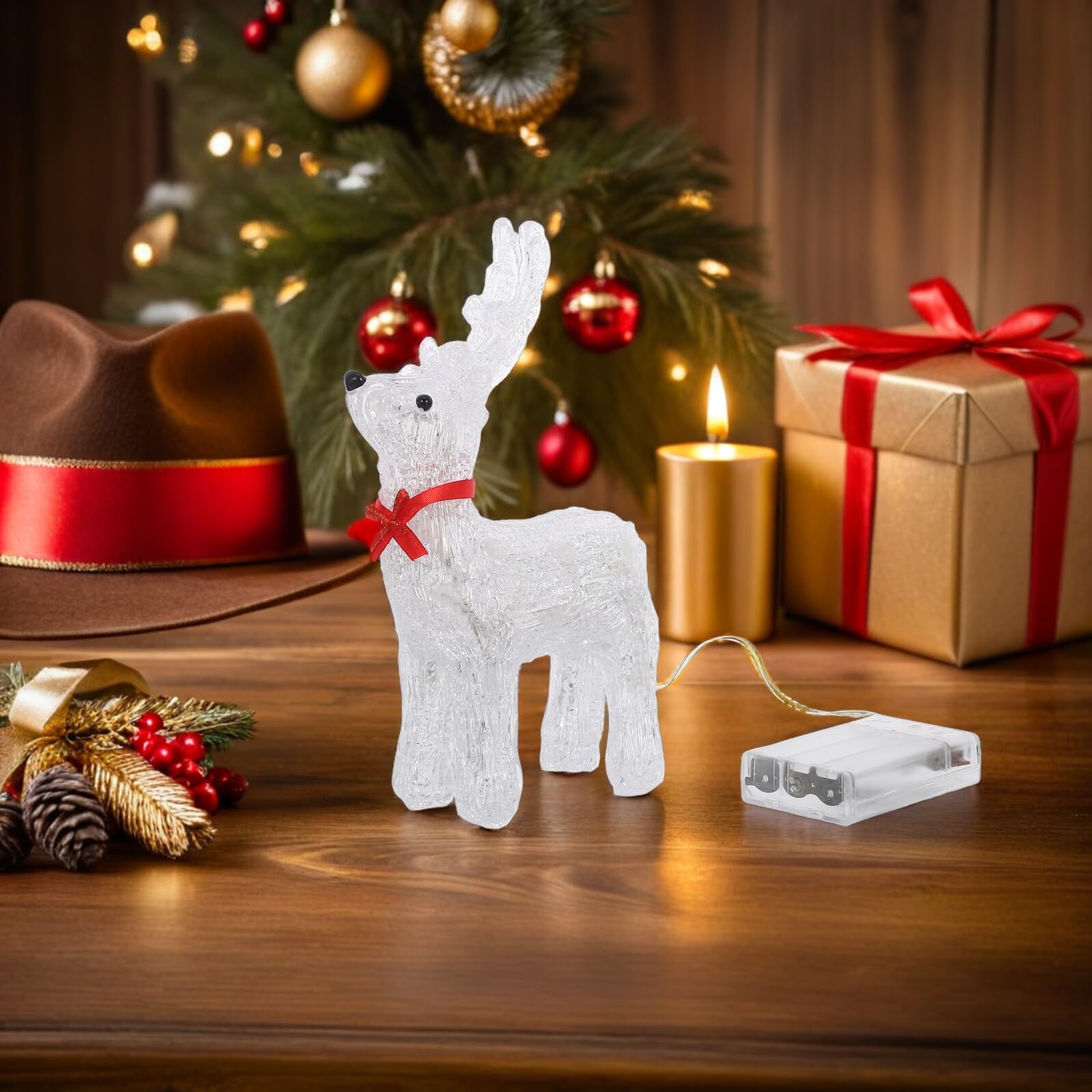 TOYANDONA Leuchtendes Rentier für Fensterdeko Weihnachten Kleine Rentierfigur Led-Beleuchtung als Weihnachtsschmuck für Innen und Außenbereich
