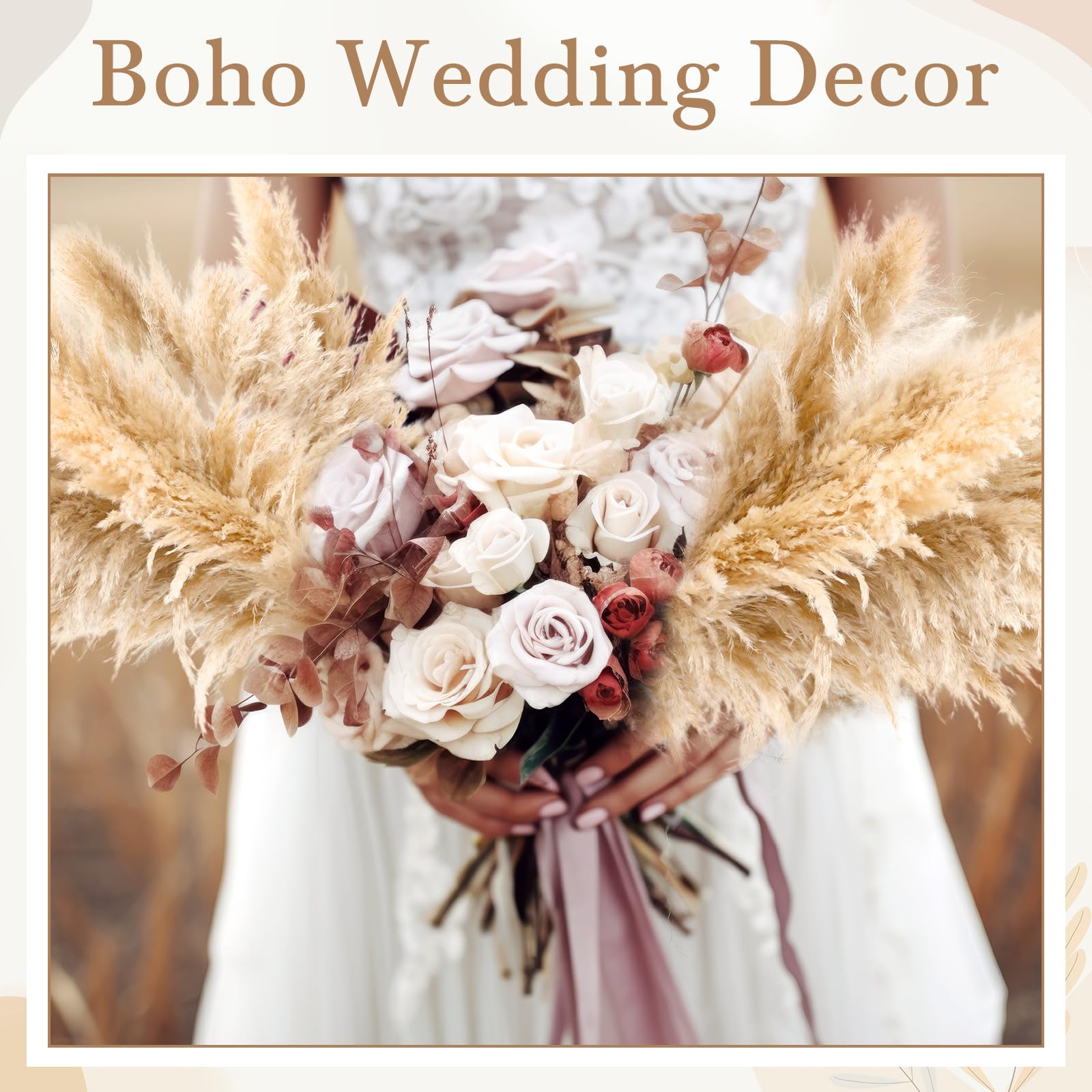 140 Stiele Getrocknetes Pampasgras Deko, Großes Pampasgras für hohe Bodenvase | Natürliche Beige Pampas Trockenblumenstrauß für Hochzeit Party Bauernhaus Boho Home Decor 40 Zoll