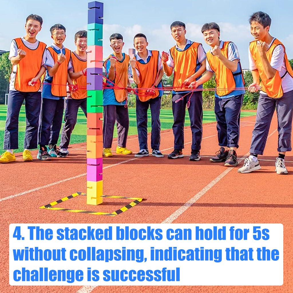 Set di Giochi Sportivi per Adulti, da 5 a 20 Persone, Gioco di Squadra con Torre di Blocchi impilabili, rompighiaccio (Rosso, 8 Pezzi)