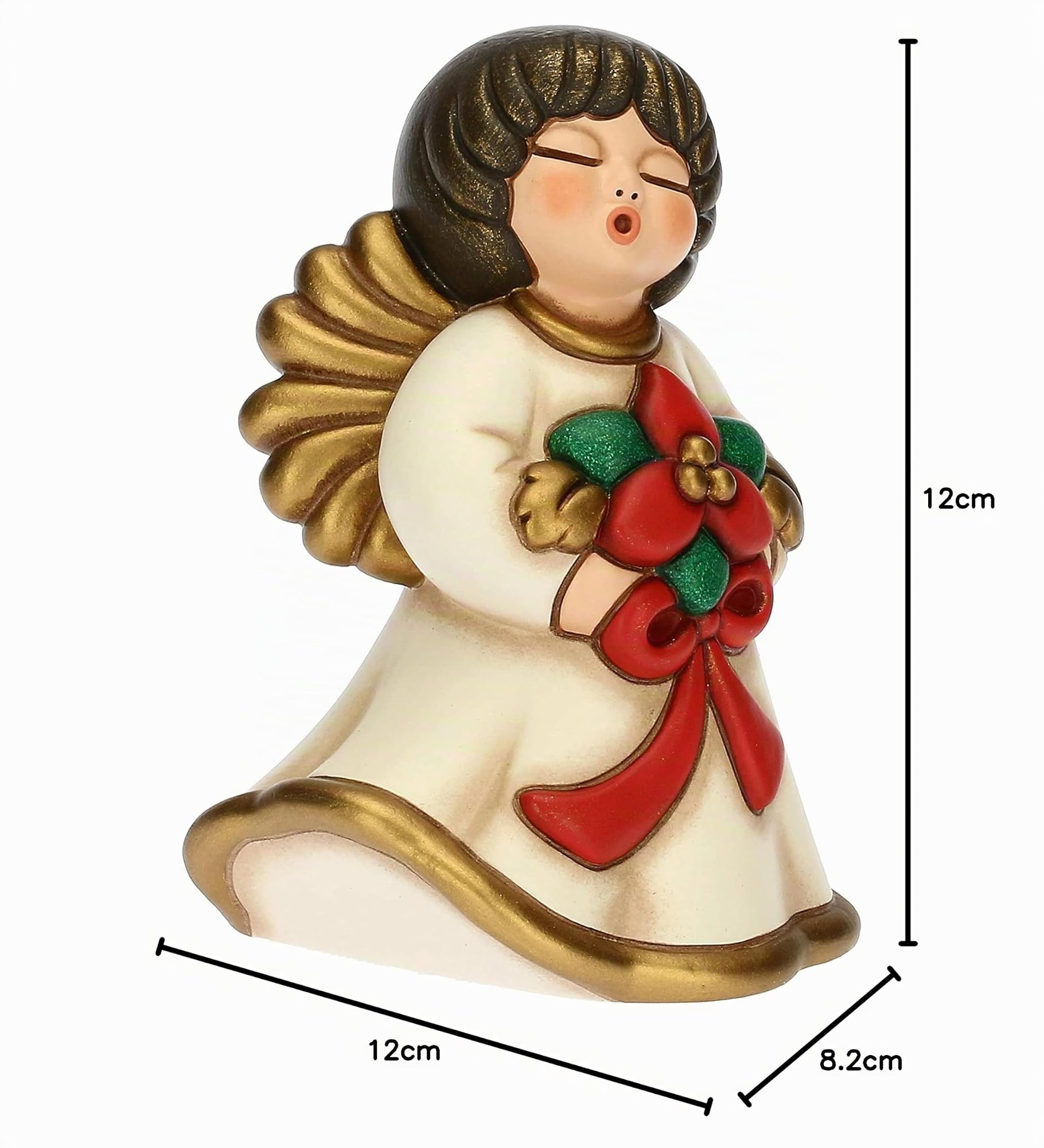 THUN - Limited Edition 2022 - Angelo del Natale in Ceramica Decorata a Mano, Versione Piccola - Idea Regalo Natale 2022-7.5x8.2x12 cm h