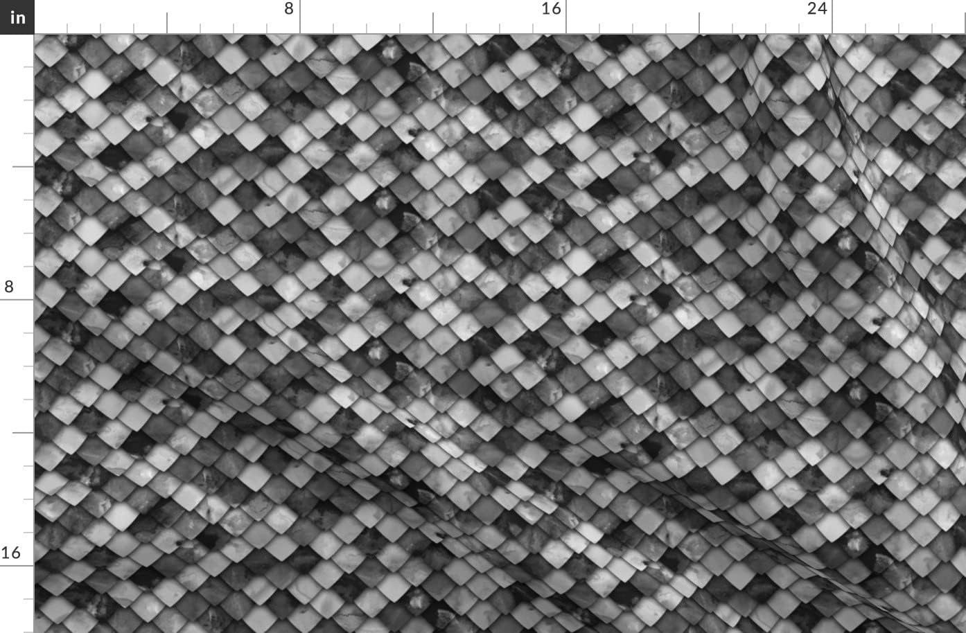 Spoonflower Fabric - Dragon Scales Monochrome Scale Trendy Costume Printed on Organic Cotton Sateen Fabric by The Yard - Sewing Quilting Apparel Home Decor