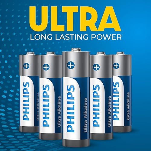 Miniatura 4 de PHILIPS Paquete de 12 pilas AA  Batería doble A ultra alcalina de 1.5 V  132% más de potencia que el estándar de la industria  Larga duración  Vida