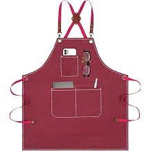 Aprons For Women Men With Large Pockets, Waterproof Cotton Chef Aprons For Cooking Server Grilling Bbq Kitchen