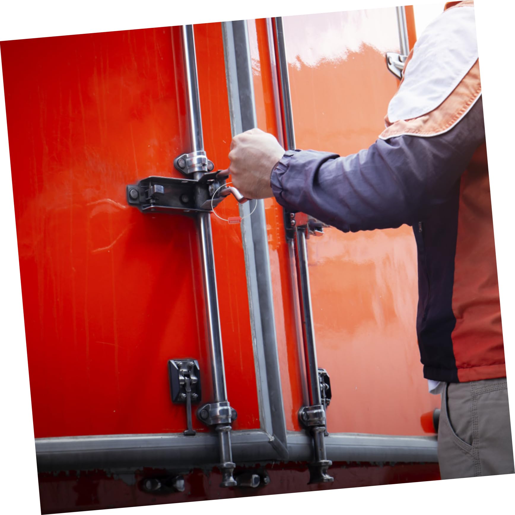Holibanna Precintos De Seguridad Para Cables De Acero Galvanizado Rojo 1.8x300mm, Numerados Prueba De Manipulaciones, Pack De 100 Unidades Para Transporte Seguro y Control Camiones y Contenedores