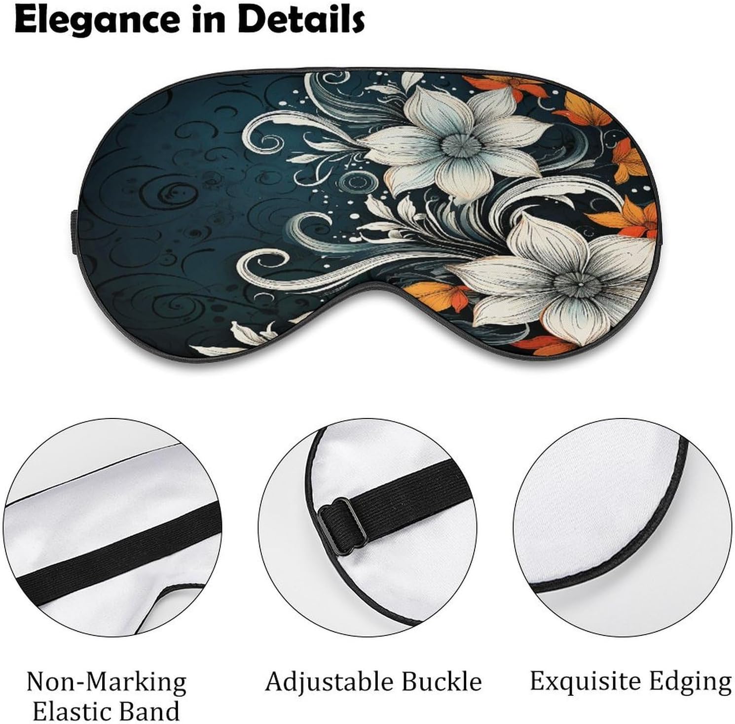 Novelty Boho Abstract Flowers Eye Mask for Sleeping Soft Breathable Sleep Mask with Adjustable Strap Light Blocking Night Eye Cover Comfortable Night Blindfold Eyeshade Sleep Shade Cover for Travel image 3
