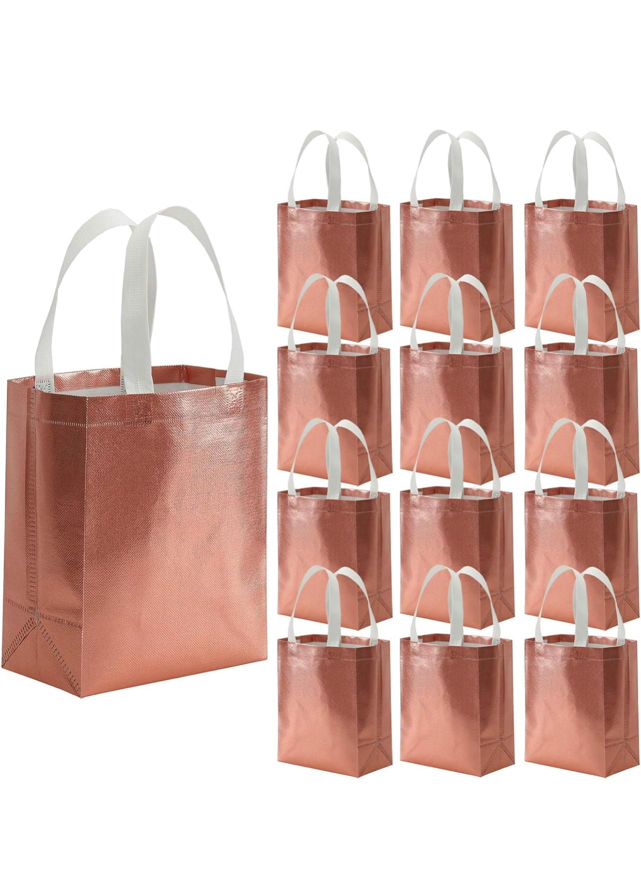 JOURNEY JOY EXTRA Small Size Pack of 20 Pcs Glossy Metallic Laminated Non-Woven Reusable Eco-Friendly Party Return Gift Bags (ROSE GOLD)(7X9X3)-image-17