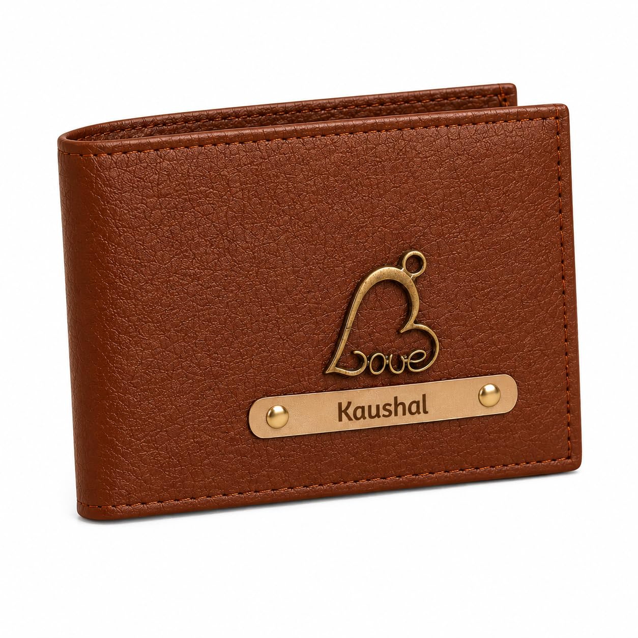 Leather Wallet for Men and Boys Customized Wallet Customise Gifts for Men | Personalized with Name & Charm Purse - Tan-image-14