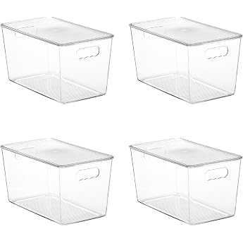 Vtopmart Set of 4 Storage Boxes with Lid Stackable XL