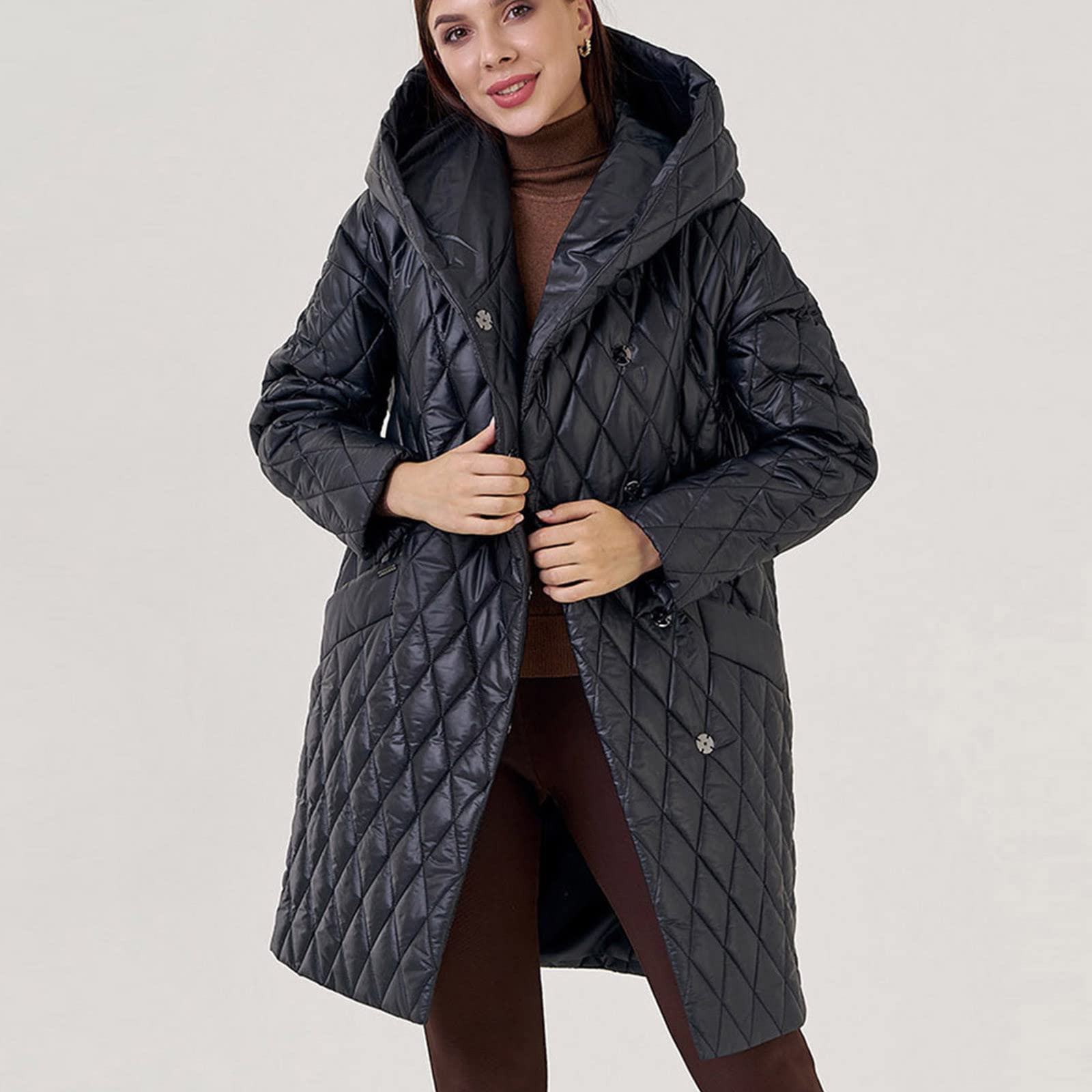 Generico Piumino Donna Senza Piumino Lungo con Cappuccio Ripiegabile Piumini Elegante Giacca Ripiegabile Donna Giacconi Invernali Taglie Grandi Cappotto Ultraleggero Giubbotti Imbottiti Giubbini