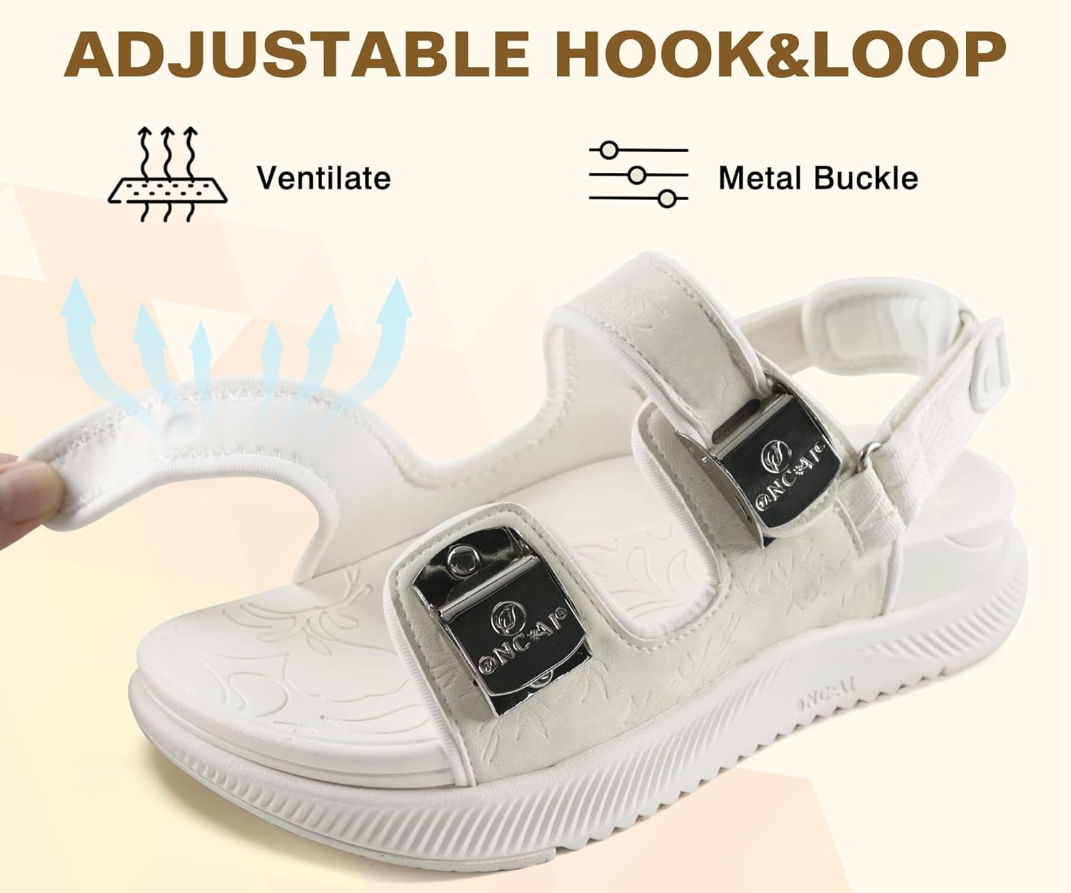 ONCAI Orthopedic Women Sandals with Arch Support Comfort Casual Sport Platform Recovery Hiking Sandals for Laides Water Summer Vacation Shoes Thick Outdoor Adjustable Strap Size 6-12 - Image 5