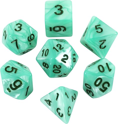 Dados RPG de perlas turquesas - Juego completo poliédrico - 'Aqua'