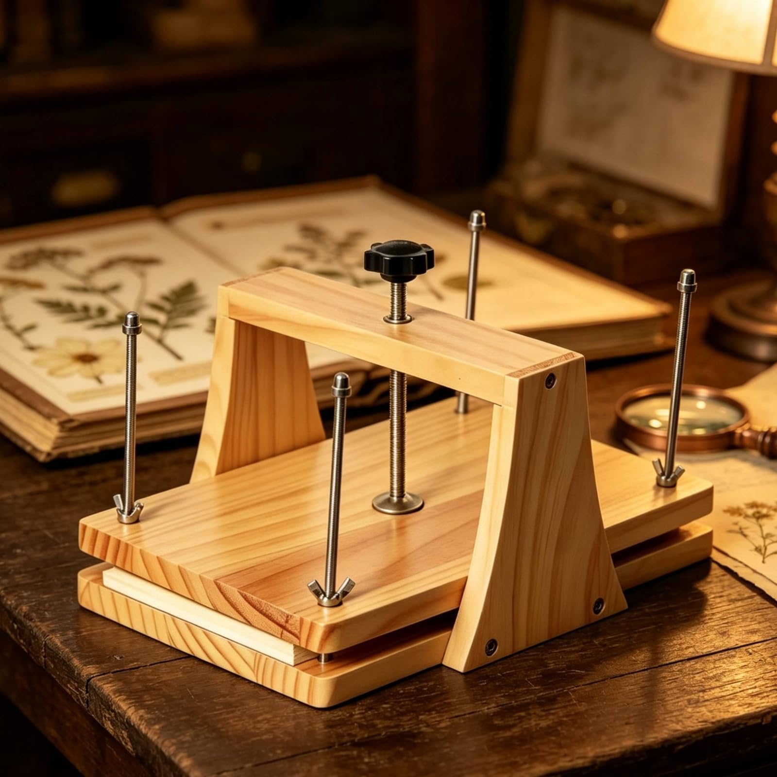 Holzblumenpresse schnelltrocknend Blumenpresse mit Schraubverschluss rechteckig Pflanzenpresse für Bastler, Hobbygärtner, Bastelzimmer